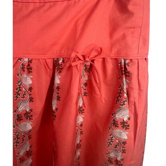 J.Crew Apricot Pink Floral A-Line Pleated Tulip Cotton Skirt Women's Size 12 - Picture 3 of 12